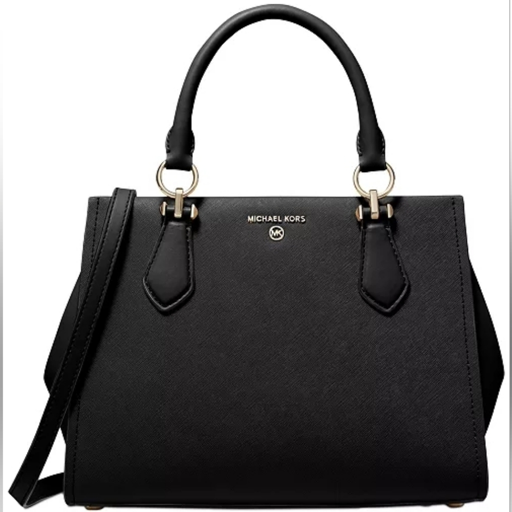 NEW MICHAEL Michael Kors Marilyn Medium Leather Satchel Black